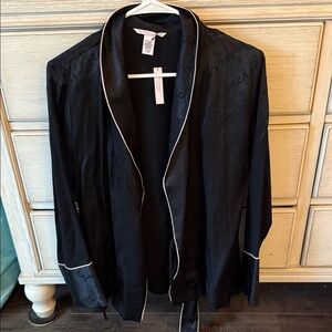 Victoria's Secret Black Robe with White Piping